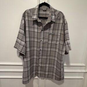 Caltop Men’s Short Sleeve Shirt Size 5XL Gray Black Plaid